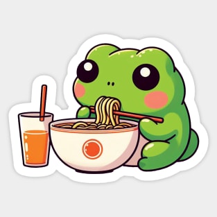 Cute Frog Eating Ramen Sticker